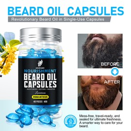 Aokur Beard Oil Capsules for Men – Natural Beard Softener & Conditioner with Botanical Seed Oils – Hydrating, Strengthening Single-Use Capsules – Travel-Friendly, Leakproof – 40 Count (Osmanthus)