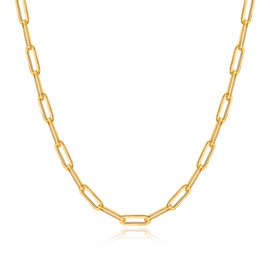 3mm Gold Paperclip Chain Necklace for Women, 22 Inches Gold Chain Necklace for Women Paperclip Chain Necklace for Women Gold Chain 14K Gold Necklace for Women Gold Chain for Women Gold Chain Necklace