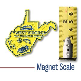 West Virginia Small State Magnet by Classic Magnets, 2.6" x 2.4", Collectible Souvenirs Made in The USA