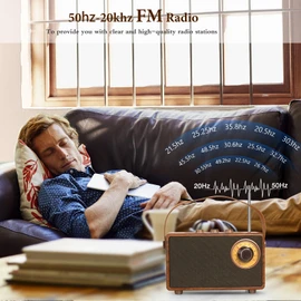 FUNFOR Retro Bluetooth Lautsprecher, Tragbarer Vintage Lautsprecher mit FM Radio, Wiederaufladbarer Kabelloser Lautsprecher mit klassischem Retro-Stil, unterstützt TF-Karte/AUX/USB, MP3-Player