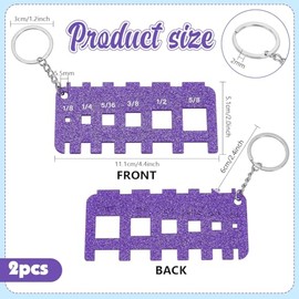 PH PandaHall 2-Pack Purple Acrylic Micro Locs Sizing Tool Knitting Gauge Ruler Wicks Sizing Tool Dreadlock Hair Accessory for Hair Styling DIY Braidin