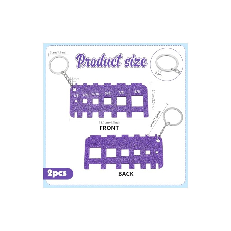 PH PandaHall 2-Pack Purple Acrylic Micro Locs Sizing Tool Knitting