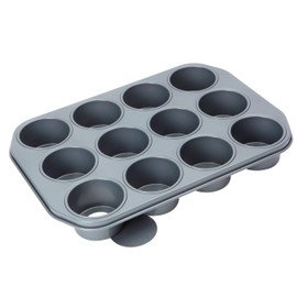 Baker's Pride 3-inch x 1.75-inch Heavy Gauge Non Stick Professional 12-Piece Cup Dessert Pan with Loose Bases