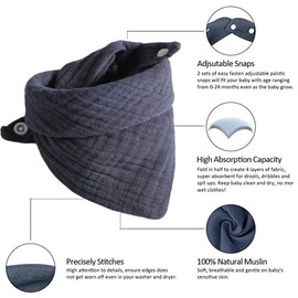 AUPOWER 6 Pieces Baby Dribble Bibs, Double Layer, soft and Absorbent Towel Drool Bib with 2 Adjustable Push Button for Baby, Toddlers - 01