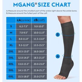 MGANG® 20-30 mmHg Meidcal Compression Socks for Women & Men, Plus Size Extra Wide Calf Knee High Stockings for Circulation Support, Lymphedema, Opaque, Closed Toe, Beige 5X-Large