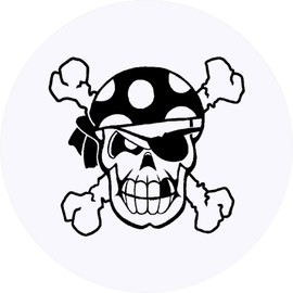 24 x 40mm Round 'Pirate Skull' Stickers (SK00002683)