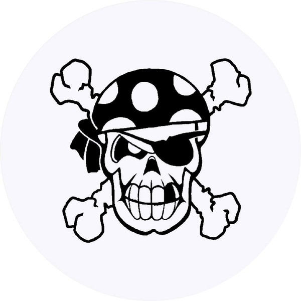 24 x 40mm Round 'Pirate Skull' Stickers (SK00002683)