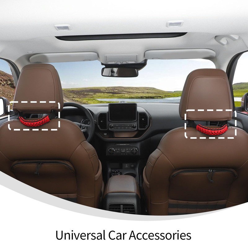 Linskip Paracord Headrest Grab Handles, Rear Seat Passenger Handle Assist