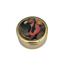 Your Castle Artistic Compact Bosch/Bird With Letter Round Storage Box, Height: 2.5 cm, Diameter: 5 cm