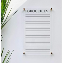 Large Clear Acrylic Grocery List for wall | Dry-Erase Message White Board Calendar Wall Mounted Office Home Family Organization Tools Must Haves School Kids Adult Mom Teen Monthly Weekly ADHD Tools
