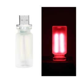 FALVFUN USB LED Car Interior Atmosphere Lamp, 5V Mini Retro Bottle Ambient Touch Control Decoration Night Light, Portable Plug-in Automotive Decoration Night Lamps, Universal Fit (Red)