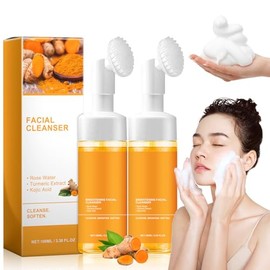 NUOKOU Turmeric Facial Cleanser, Turmeric Face Wash, Foaming Facial Cleanser, Deep cleansing of facial skin, Turmeric Foaming Cleanser for All Skin (2pcs)