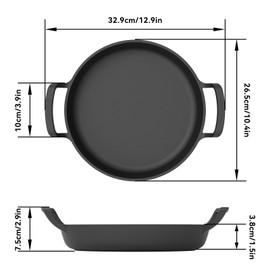 Onlyfire Pre-Seasoned Cast Iron Skillet, Round Frying Pan with Nonstick Grill Surface and Dual Handles, 10.4 Inch Cast Iron Pan - Compatible With All Stovetops - Oven Safe & Rust Resistant