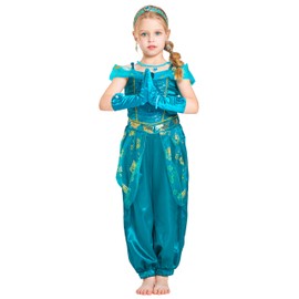 IKALI Princess Dress, Luxurious 9-Piece Set, Cosplay, Kids, Girls, Girls, Costume, Costume, (Dress, Gloves, Necklace, Earrings, Bracelet, Headband, Loiquat)
