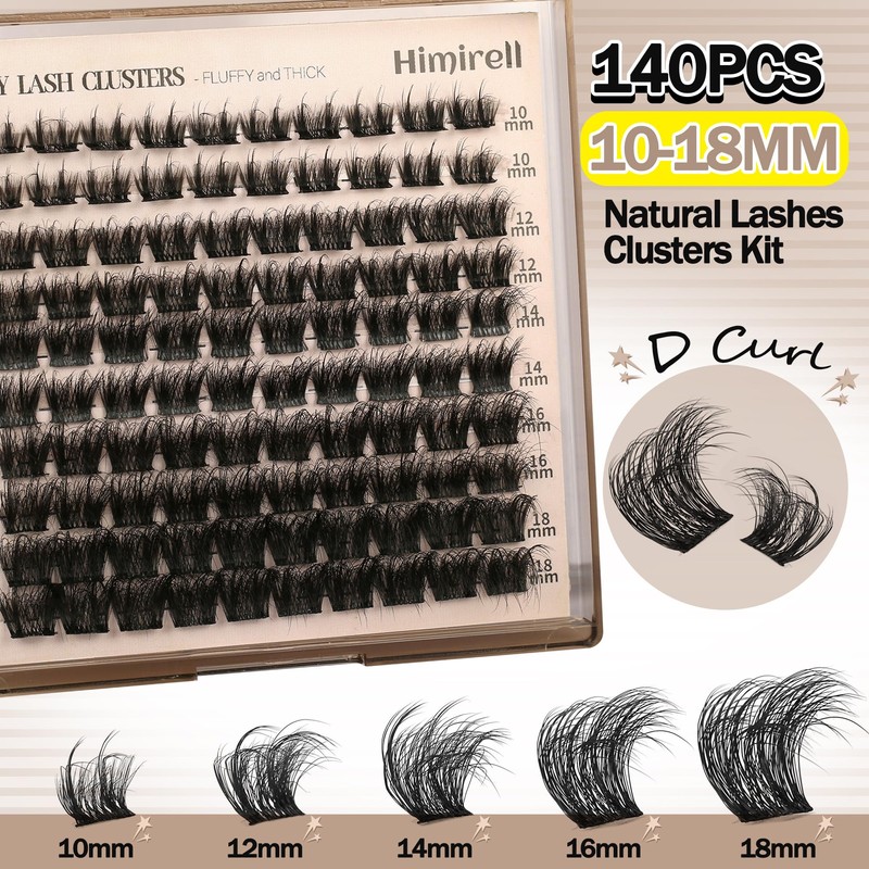 Himirell Lash Clusters Kit Fluffy Volume Eyelash Extension Kit 140Pcs