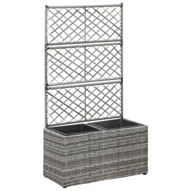 YITHOPI Planter Above Ground Garden Bed Herb Garden Planter Trellis Raised Bed with 2 Pots 22.8" x 11.8" x 42.1" Poly Rattan Gray Easy to Assemble for Backyard Patio Deck Lawn