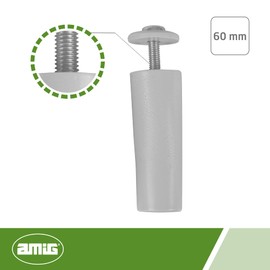 Amig - Pack of 2 Grey Plastic Roller Shutters | Shock Absorber with M5 Anti-Rust Screw and Washer Outside | Weather Resistant | Length: 60 mm