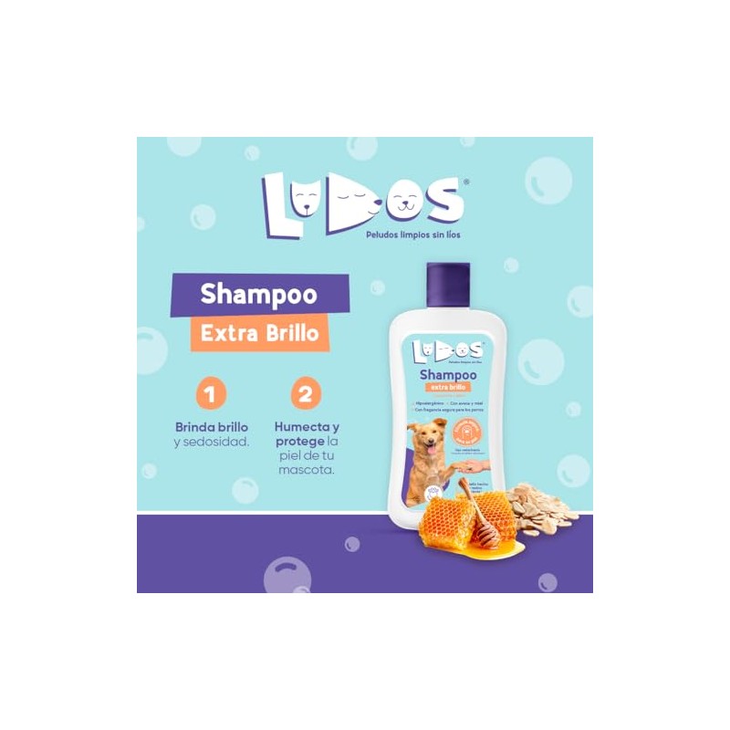 LUDOS Shampoo Extra Brillo para Perro y Gato con Extracto