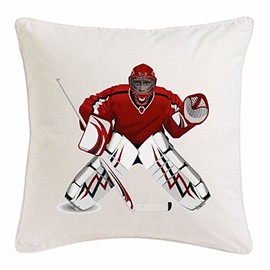 Cushion Cover 40 x 40 cm Ice Hockey Puck Ice Hockey Team Sports Ice Hockey Stick Microfibre in White