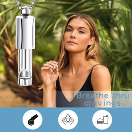 BOLAGTIER Anxiety Whistle Frequency Healing Devices Mindfulness Breathing Necklace Meditation Tuning Tool Stress Relief Outdoor Emergency Life Saving Tools Jewelry Gift for Women Men (Steel)