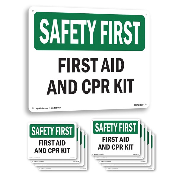 First Aid And CPR Kit OSHA SAFETY FIRST Aluminum Sign