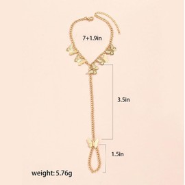 TELAIN Gold Ring Hand Chain Bracelet for Women - Simple Gold Bracelets, Adjustable, Trendy Jewellery