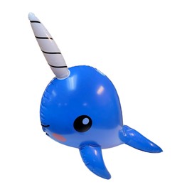 24" Narwhal Inflate (Blue) Inflatable Narwhale Sea Creature Oceanic Animal Theme Birthday Party Decoration (1 Pack)