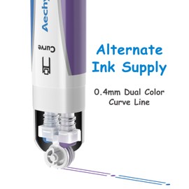 Aechy Dual Color Felt Tip Curve Pens for Note Taking, Dual Tip Pens with 3 Different Curve Shapes & 6 Colors Fine Lines, Curve Flair Pen Set for Kids Journaling Scrapbook Note Taking Supplies