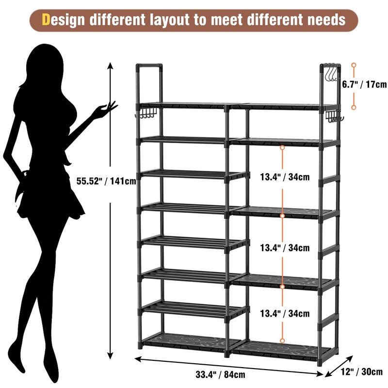 OYREL Shoe Rack Organizer 8 Tiers, Tall Shoe Racks Shelf