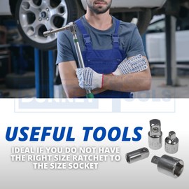 Dunnet Tools 4 Piece Socket Adapter Set Converter Set Ratchet Socket Reducer Set 1/2" 1/4" 3/8" Hand Tools Ratchet Adapter Socket Set Mechanics Tools Set