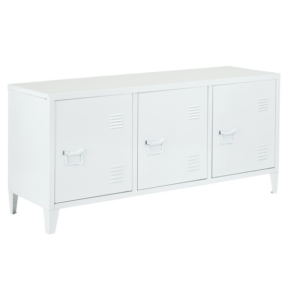 HouseinBox Office File Storage Metal Cabinet 3 Door Cupboard Locker Organizer Console Stand 3-in-1,Black (White)