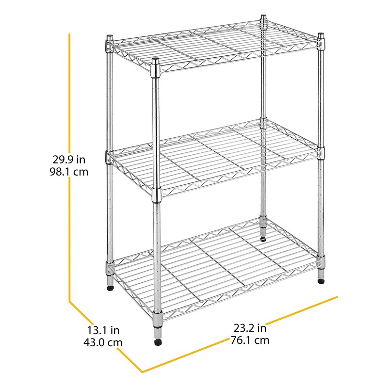 Whitmor 3-Wire Shelving Unit, Metal Storage Shelves, Easy Assembly Home