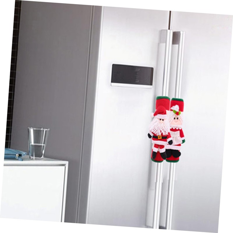 TEHAUX 4pcs Santa Claus Fridge Handle Covers Christmas Kitchen Decorations
