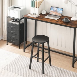 HOOBRO Bar Stools, Bar Stools Set of 2,Counter Height Bar Stools, 24.8" Bar Stools for Kitchen Island, Industrial Kitchen Bar Chairs, for Dining Room, Kitchen, Bar, Black BB07BY01G1N2