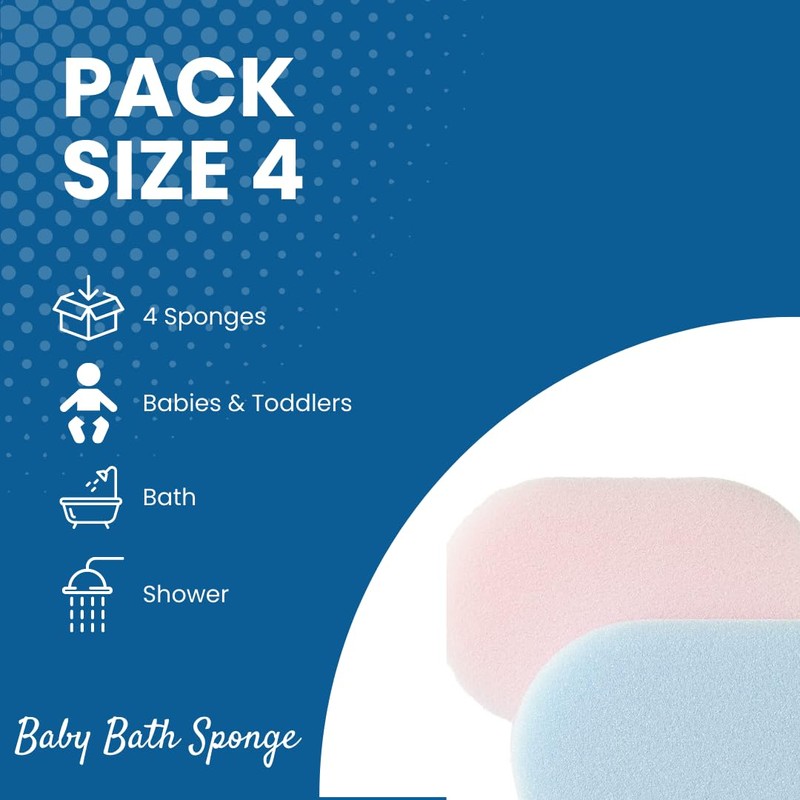 Baby Bath Sponges - 4 Pack - Soft and Gentle