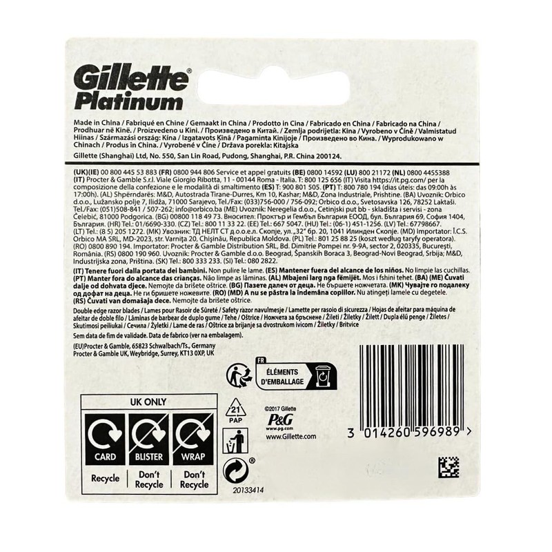 50 Gillette Platinum Double Edge Razor Blades