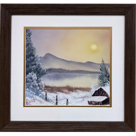 Bob Ross "Winter Glow II" Happy Trees CUSTOM FRAMED ART Nature  Print Winter