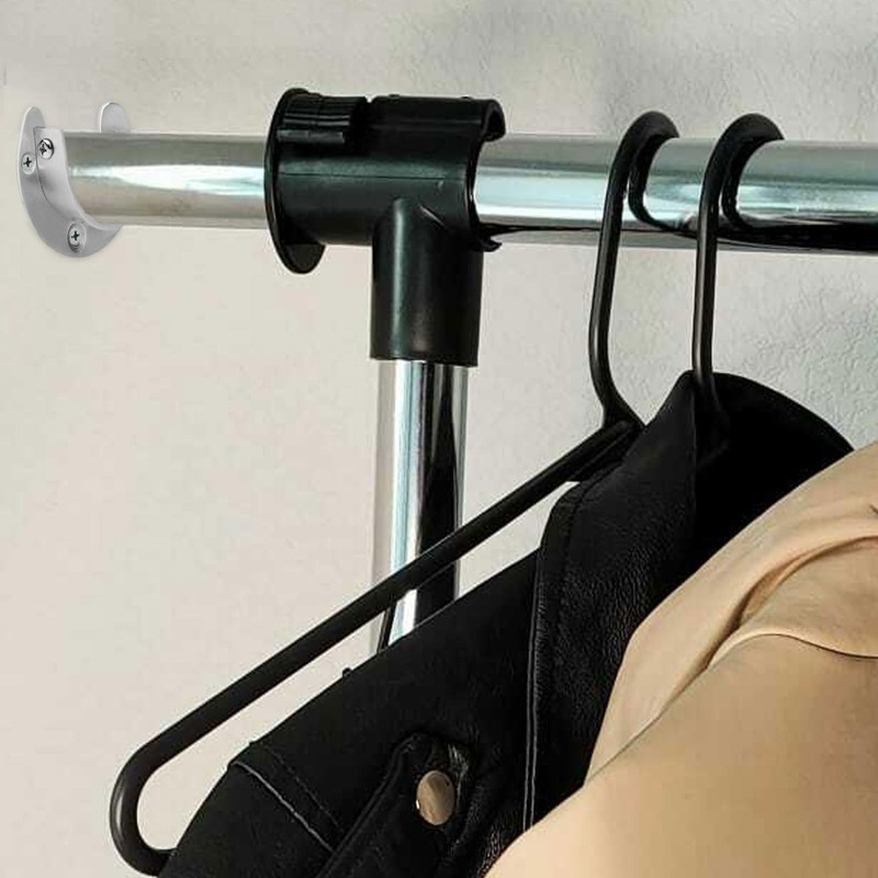 SJJJS 2 Pieces Pipe Brackets Clothes Rail Stainless Steel Adjustable