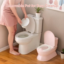 CheerTry 2-in-1 Toddler Potty Training Toilet - Larger Potty Chair & Detachable Training Seat for Boys & Girls Ages 1-3 with Flushing Sound, Wipes Storage, Toilet Paper Holder