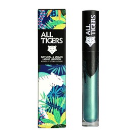 Liquid Lipstick - Matt, Vegan & Natural - Long Hold - Colour: Metallic Green "Steal The Show" 989 - Lipstick without Petroleum-based Ingredients - Organic Ingredients ALL TIGERS