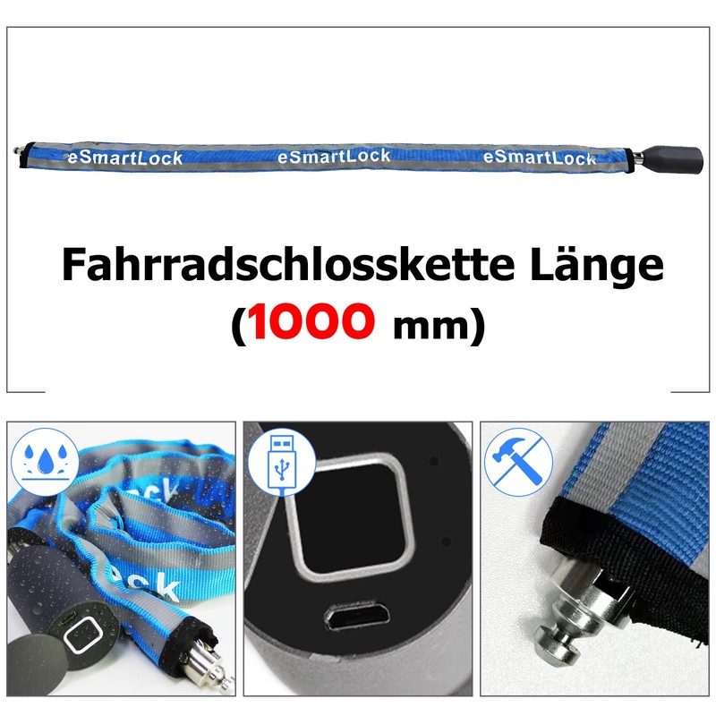 Electronic Bicycle Lock eLinkSmart Chain Lock Fingerprint with Phone App