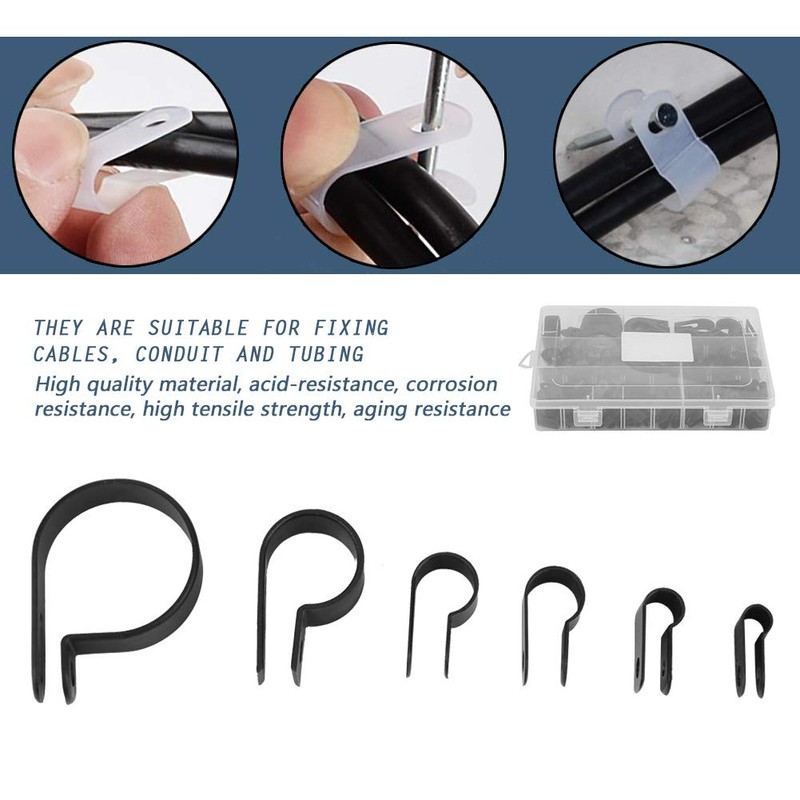 Fydun Cable Clips, Pack of 200 Nylon Plastic Cable Holders,