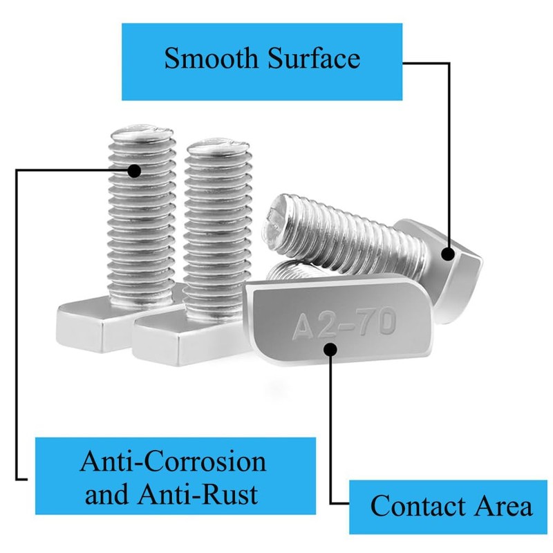 T Bolt M8x40 Hammer Head Screw Stainless Steel T Slotted
