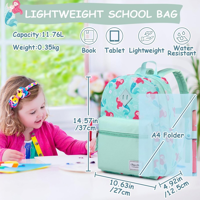 Kids Backpack,ChaseChic Lightweight Preschool Backpacks with Chest Strap (Mermaid)