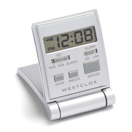 Westclox Travelmate LCD Travel Folding Alarm Clock 5", Silver