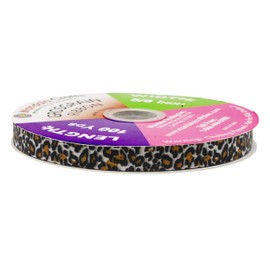 Grosgrain Ribbon from Polyester Fabric for Gift Wrap, Hair Ties, Bows, Luggage, Scrapbooks, Decoration, Sewing (5/8 Inch 16mm, Leopard Print)