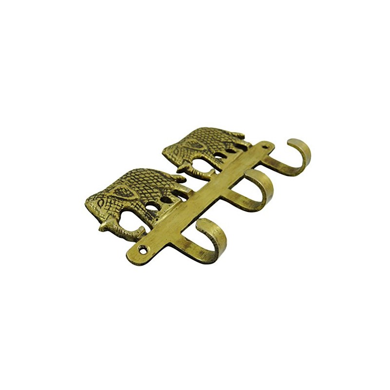 Indianbeautifulart Elephant Design Brass Metal Decorative Wall Coat Hanger Decor