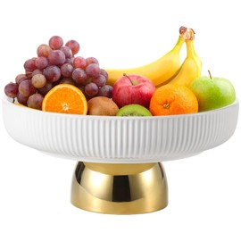 Ceramic Fruit Bowl, 10.8 Inches Pedestal Fruit Bowl, Decorative Fruit Tray, Elegant Dining Table Footed Bowl, Ceramic Serving Bowl for Kitchen Counters, Coffee Tables, Garden Parties