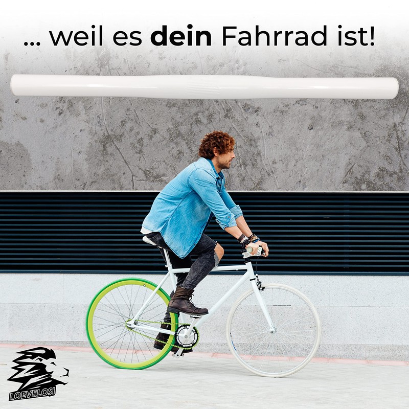 LOEVELOSI SingleSpeed Handlebar Flat White 38 cm Short Aluminium Flatbar