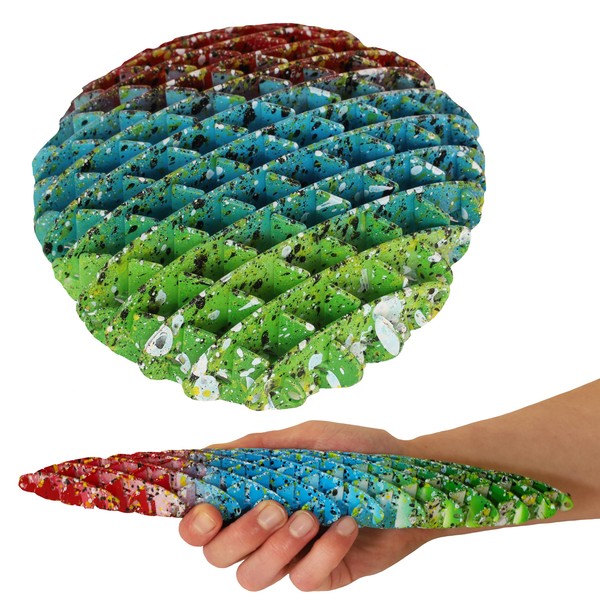 Toyland® 10cm (4") Fidget Worm Toy - Red Blue Green